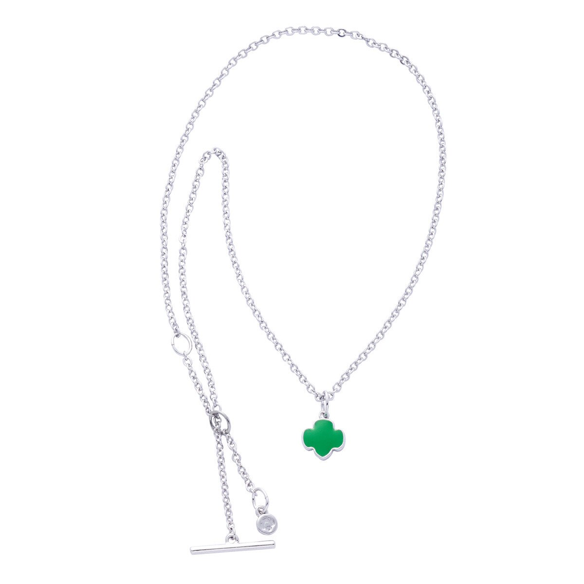 Girl Scout Charming Jewelry Collection Trefoil Charm Silvertone Necklace